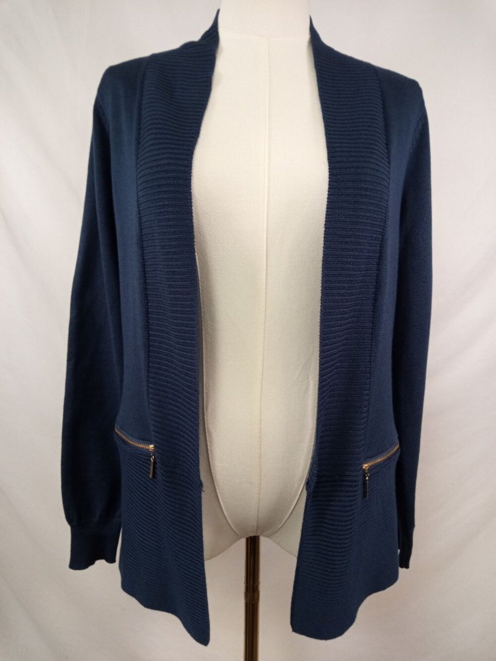 Premise Women's Blue Cardigan w/ Zippered Pockets Sweater Sz. S